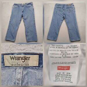 Wrangler Authentics Jeans Mens 40x28‎ Blue Straight Leg Denim